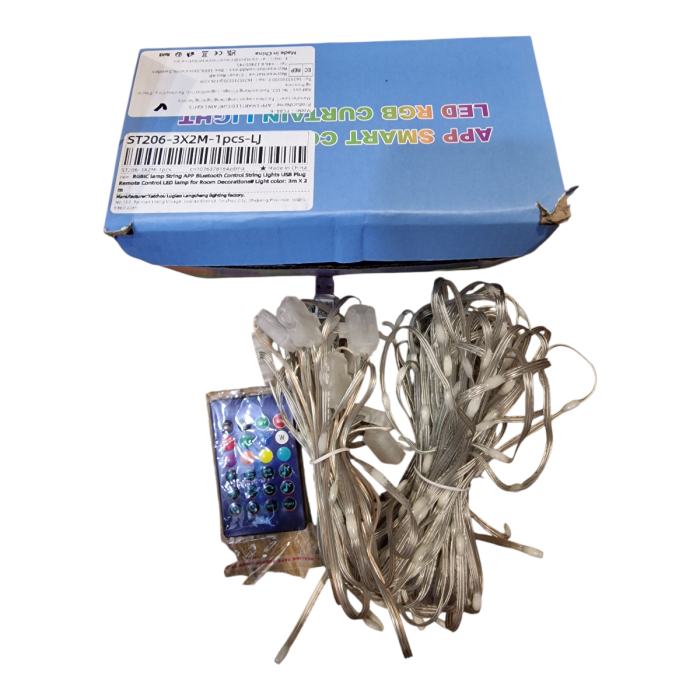 Гірлянда розумна штора прозорий провід від USB, 3 на 2м Usb