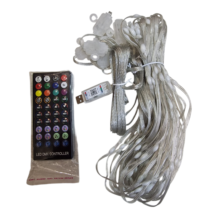 Гирлянда штора прозрачный провод от USB 3 на 2м Usb умная большой пульт