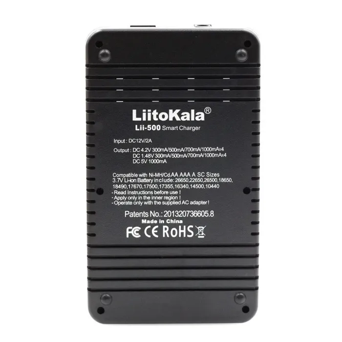 Зарядний пристрій + БЛОК ЖИВЛЕННЯ LiitoKala Lii-500 інтелектуальний + Повербанк: АА, ААА, 18650, 26650 Li-ion, Ni-MH/Ni-Cd