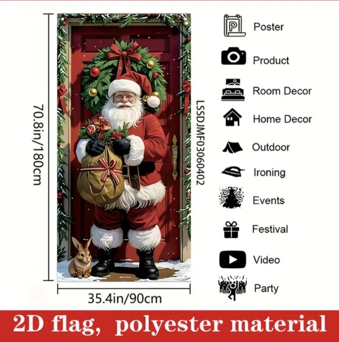 Новорічні прикраси для дому інтер'єру Полотно тканина 1,8м на 0,9м