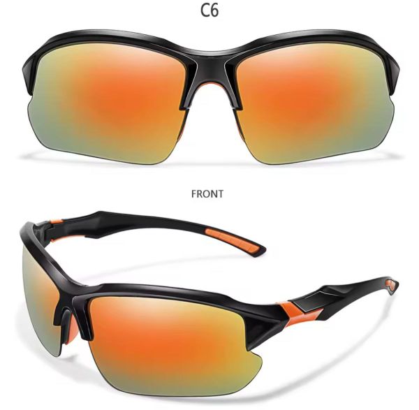 Спортивные поляризационные очки для спорта black and orange